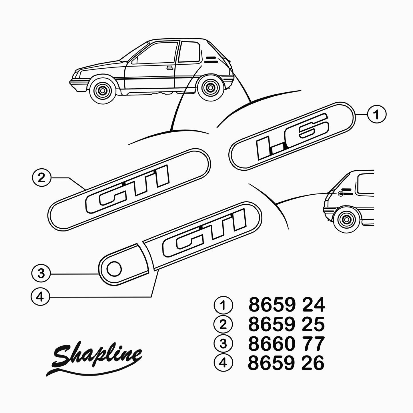 Rear wing quarter cover for Peugeot 205 1.6 GTI (STL)