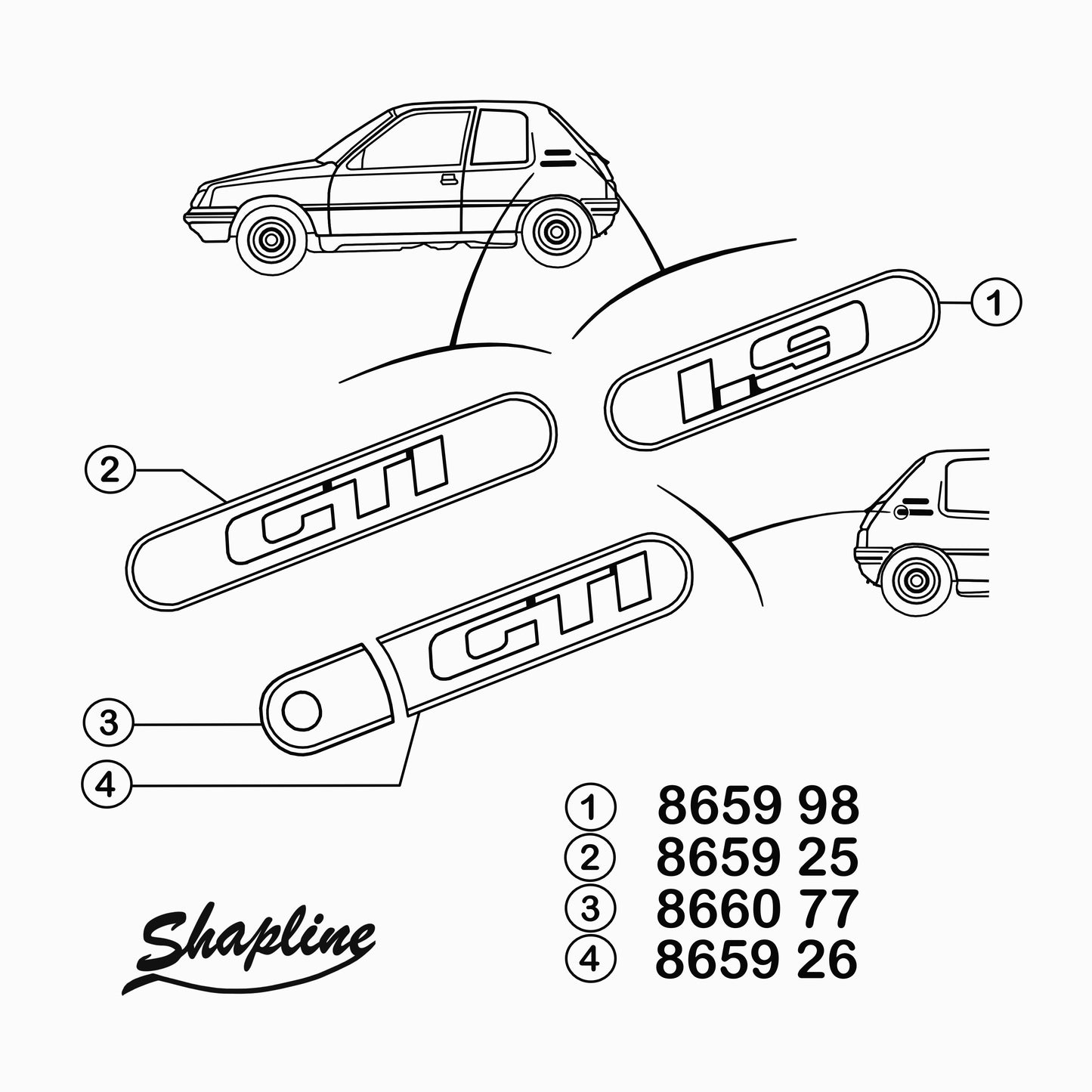 Rear wing quarter cover for Peugeot 205 1.9 GTI (STL)