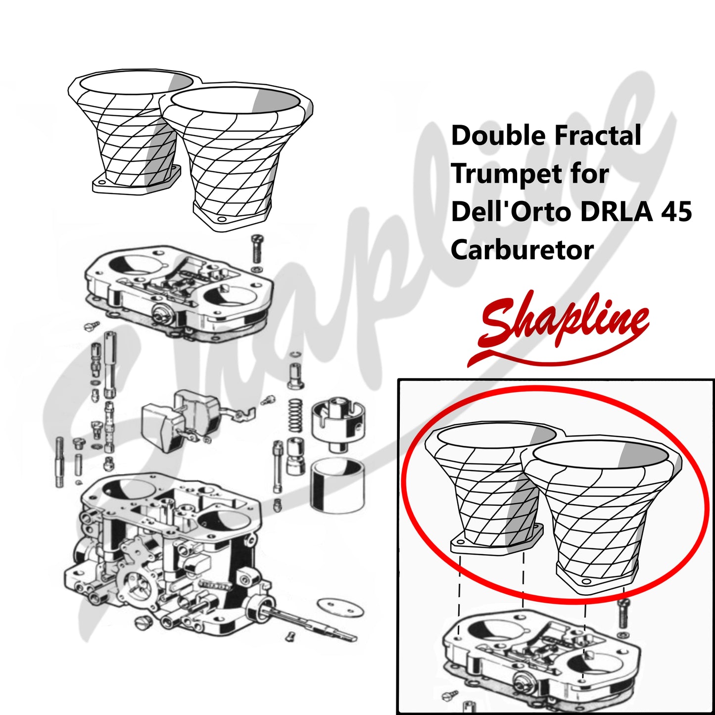 Double Trompette Fractale pour Carburateur Dell'Orto DRLA 45 (Fichier STL pour Impression 3D)