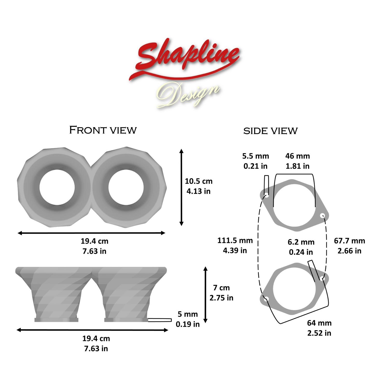 Double Trompette Fractale pour Carburateur Dell'Orto DRLA 45 (Fichier STL pour Impression 3D)