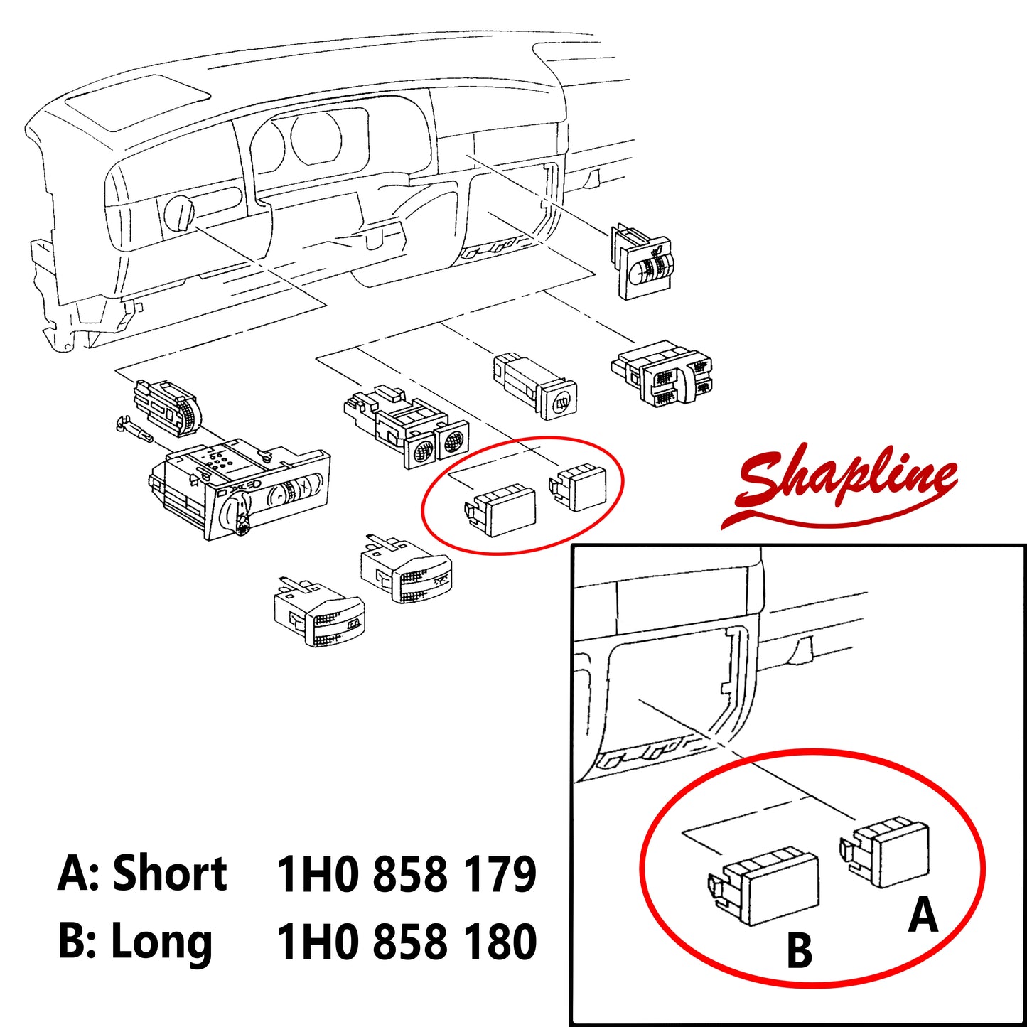 Couvercles de bouton de console centrale 1H0858179 / 1H0858180 (STL)