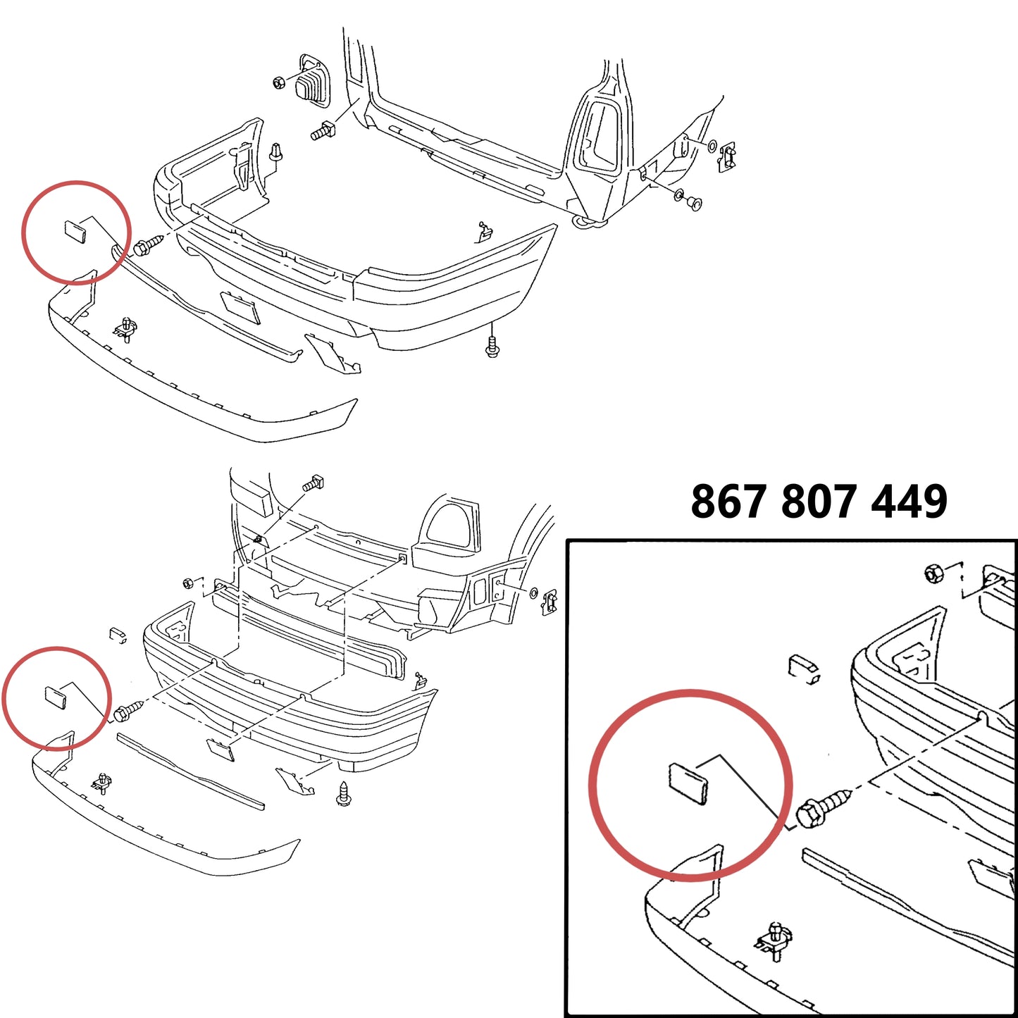 Rear bumper protection cap 867807449 / 867807449B41 (STL)