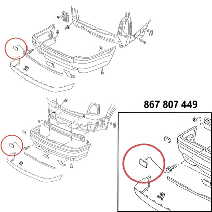Rear bumper protection cap 867807449 / 867807449B41 (STL)