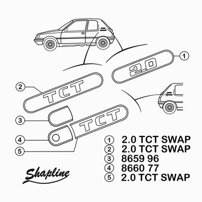 Enjoliveur de custode d'aile arrière pour Peugeot 205 SWAP 2.0 TCT (STL)