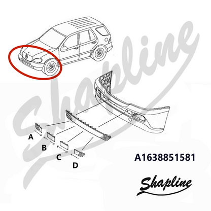 Grille classique de ventilation pour Mercedes-Benz Classe ML (W163) A1638851581 / 1638851581 (STL)